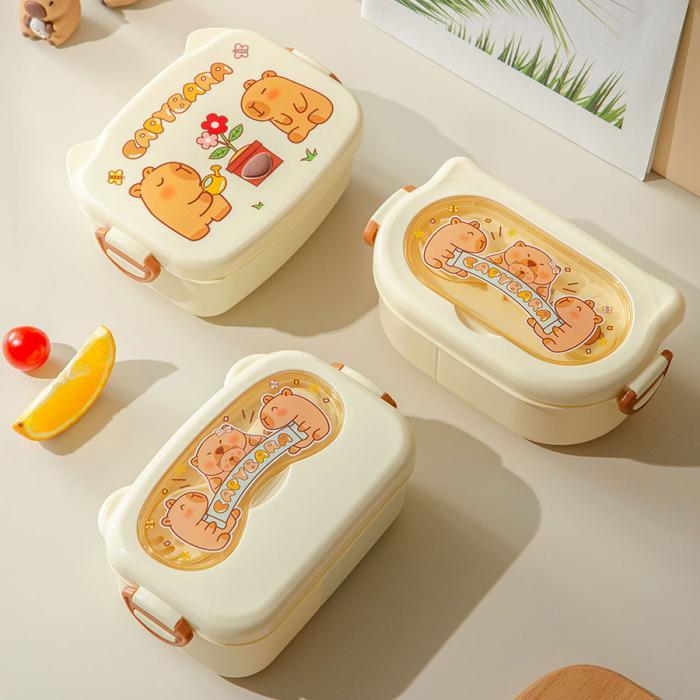魔法豚長(zhǎng)方形/萌鏡豚/趣照豚分格便當(dāng)盒